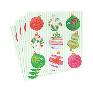 Caspari Painted Ornaments Paper Cocktail Napkins - 20 Per Package 16710C