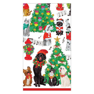 Caspari Caroling Pets Paper Guest Towel Napkins - 15 Per Package 16770G