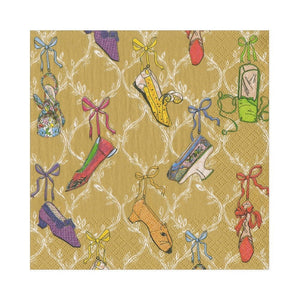 Caspari A History of Shoes Foil Embossed Metallic Gift Wrapping Paper in Gold - 30 x 6' Roll
