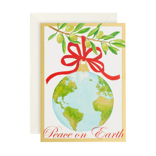 Caspari Peace on Earth Ornament Small Boxed Christmas Cards - 15 Cards & 15 Envelopes 88107