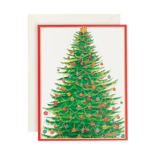 Caspari Glittering Tree Boxed Christmas Cards - 16 Cards & 16 Envelopes 88206