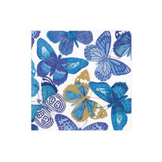 Caspari Butterflies Boxed Cocktail Napkins in Blue - 40 Per Box 9063B