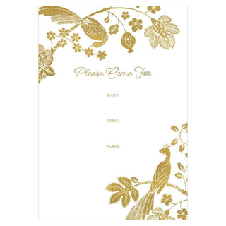 Caspari Peacocks Invitations in Gold Foil - 8 Fill-In Invitations & 8 Envelopes 90921E40