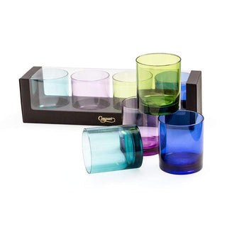 Caspari Acrylic 14oz On the Rocks Highball Glass Gift Set in Jewel Tones - Set of 4 ACR300SET_A