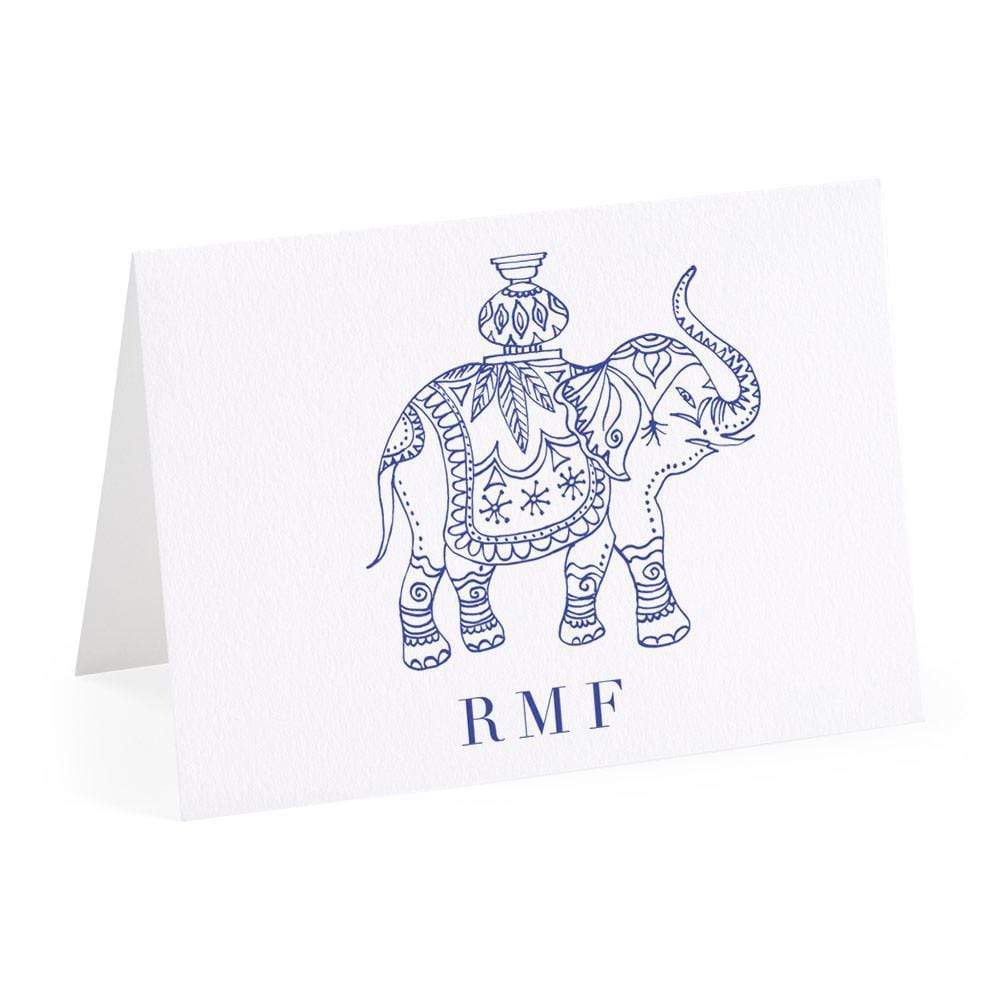 Personalized Notecards - elephant (blue and grey)