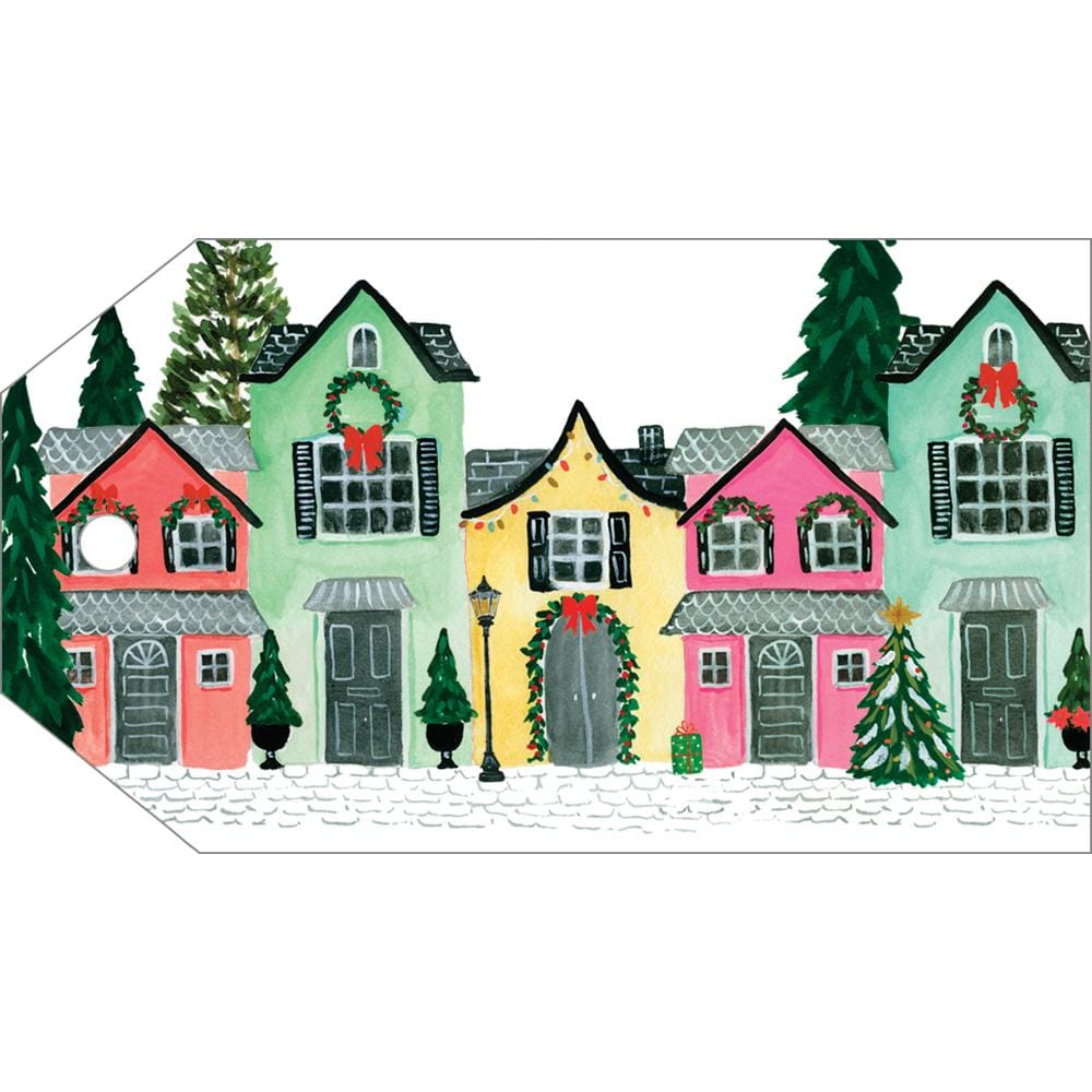 Decorated Houses Gift Hang Tags - 4 per Package