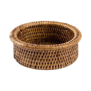 Caspari Rattan Wine Bottle Coaster in Dark Natural - 1 Each HWC01