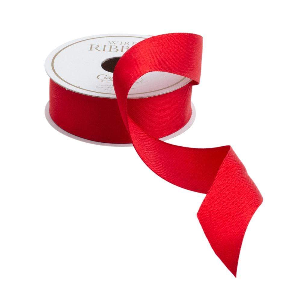  Red Satin Wired Ribbon 1 1/2 X 25 Yards