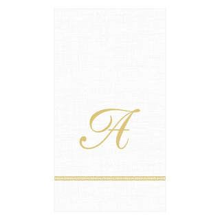 Caspari Hemstitch Script Single Initial Paper Guest Towel Napkins - 20 Per Package 1 Pack / 20 Napkins / A S143G.A