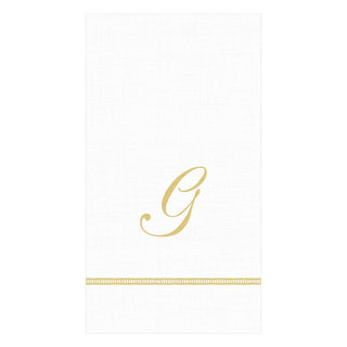 Caspari Hemstitch Script Single Initial Paper Guest Towel Napkins - 20 Per Package 1 Pack / 20 Napkins / G S143G.G