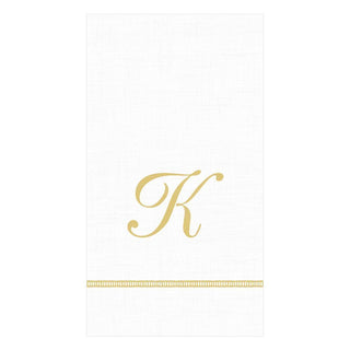 Caspari Hemstitch Script Single Initial Paper Guest Towel Napkins - 20 Per Package 1 Pack / 20 Napkins / K S143G.K