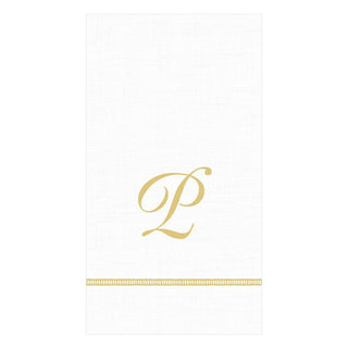 Caspari Hemstitch Script Single Initial Paper Guest Towel Napkins - 20 Per Package 1 Pack / 20 Napkins / P S143G.P