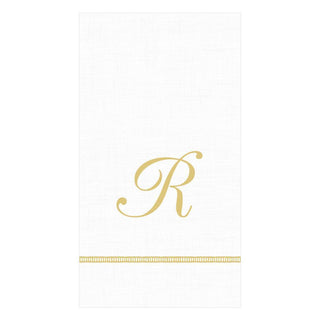 Caspari Hemstitch Script Single Initial Paper Guest Towel Napkins - 20 Per Package 1 Pack / 20 Napkins / R S143G.R