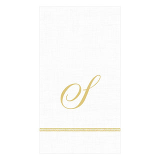 Caspari Hemstitch Script Single Initial Paper Guest Towel Napkins - 20 Per Package 1 Pack / 20 Napkins / S S143G.S