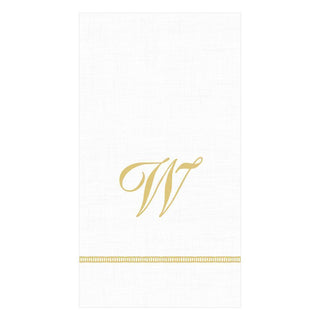 Caspari Hemstitch Script Single Initial Paper Guest Towel Napkins - 20 Per Package 1 Pack / 20 Napkins / W S143G.W