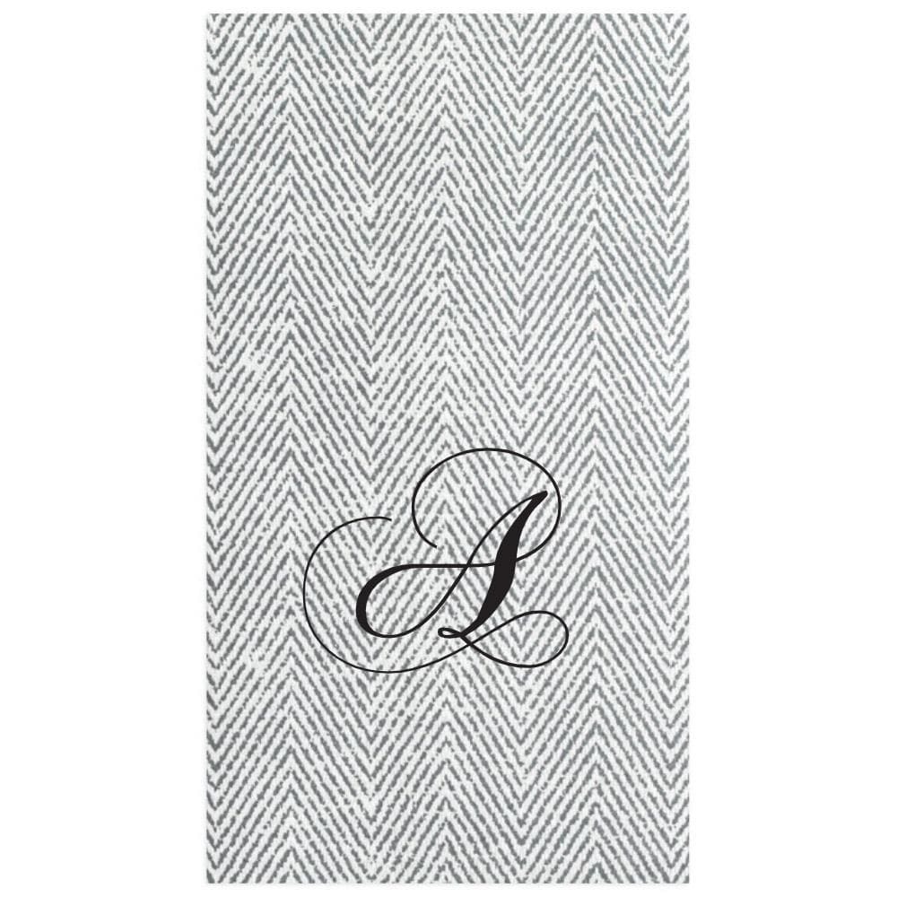  100 Silver Monogram on White Guest Napkins Letter M